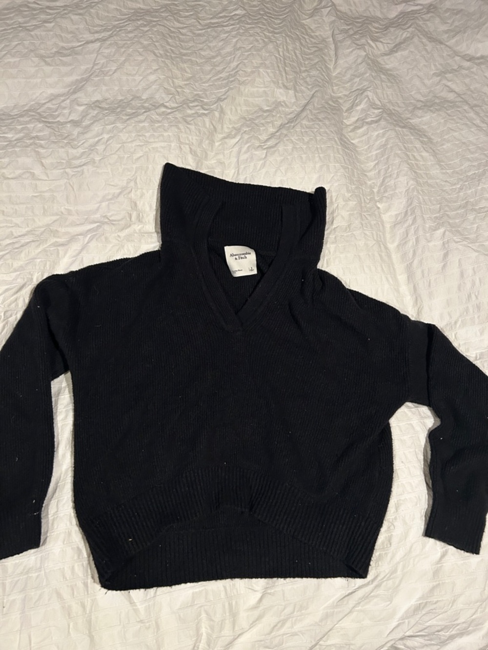 Abercrombie & Fitch Black V-Neck Hooded Sweater